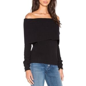 LOVERS AND FRIENDS VYLETTE OFF SHOULDER RIBBED TOP BLACK L